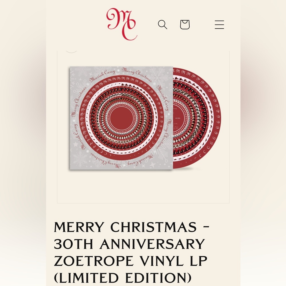 Mariah Carey Limited Edition Merry Christmas 30th Anniversary Zoetrope Vinyl LP